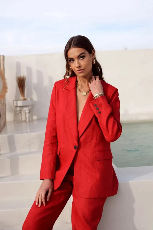 Oversize Leinen-Blazer