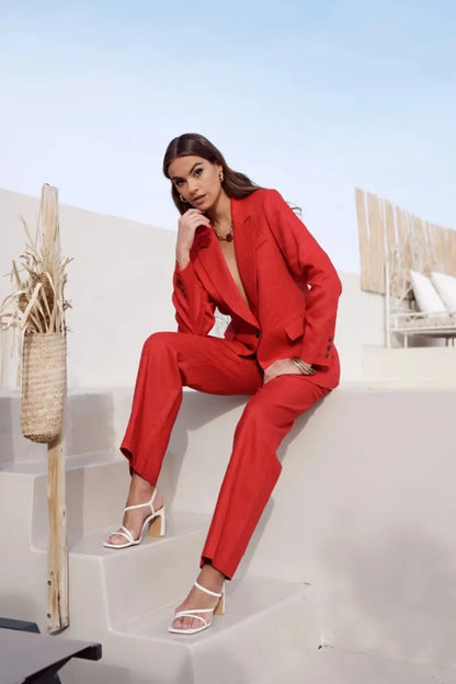 Oversize Leinen-Blazer