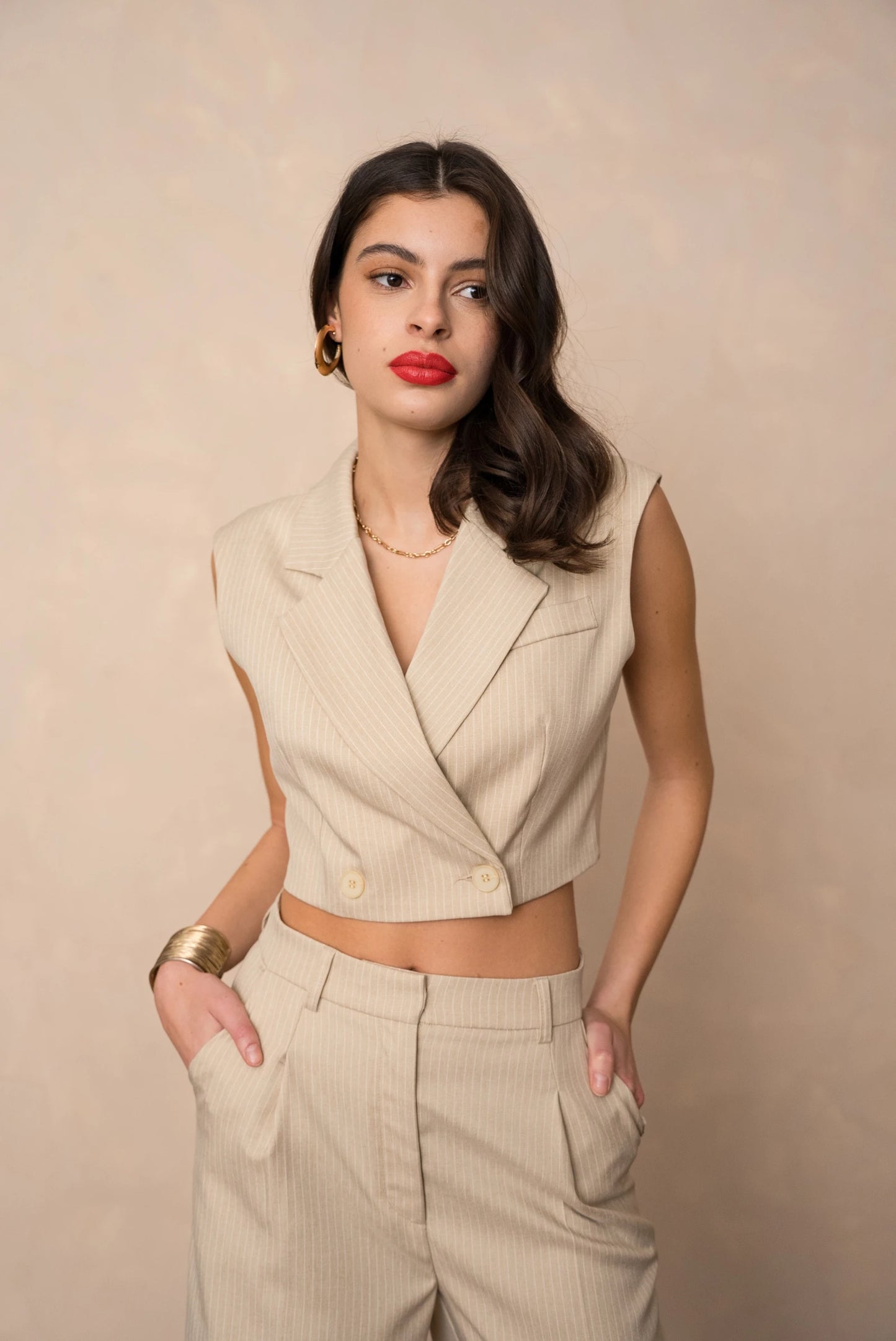 Ärmelloser gestreifter Blazer