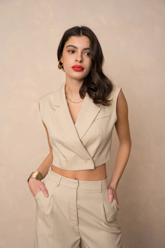 Ärmelloser gestreifter Blazer
