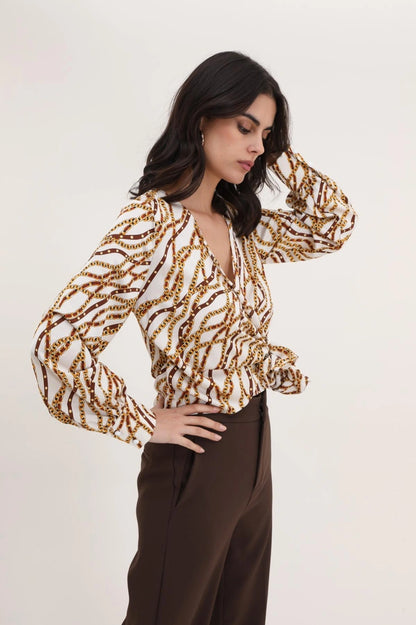 Bedruckte Wickelbluse