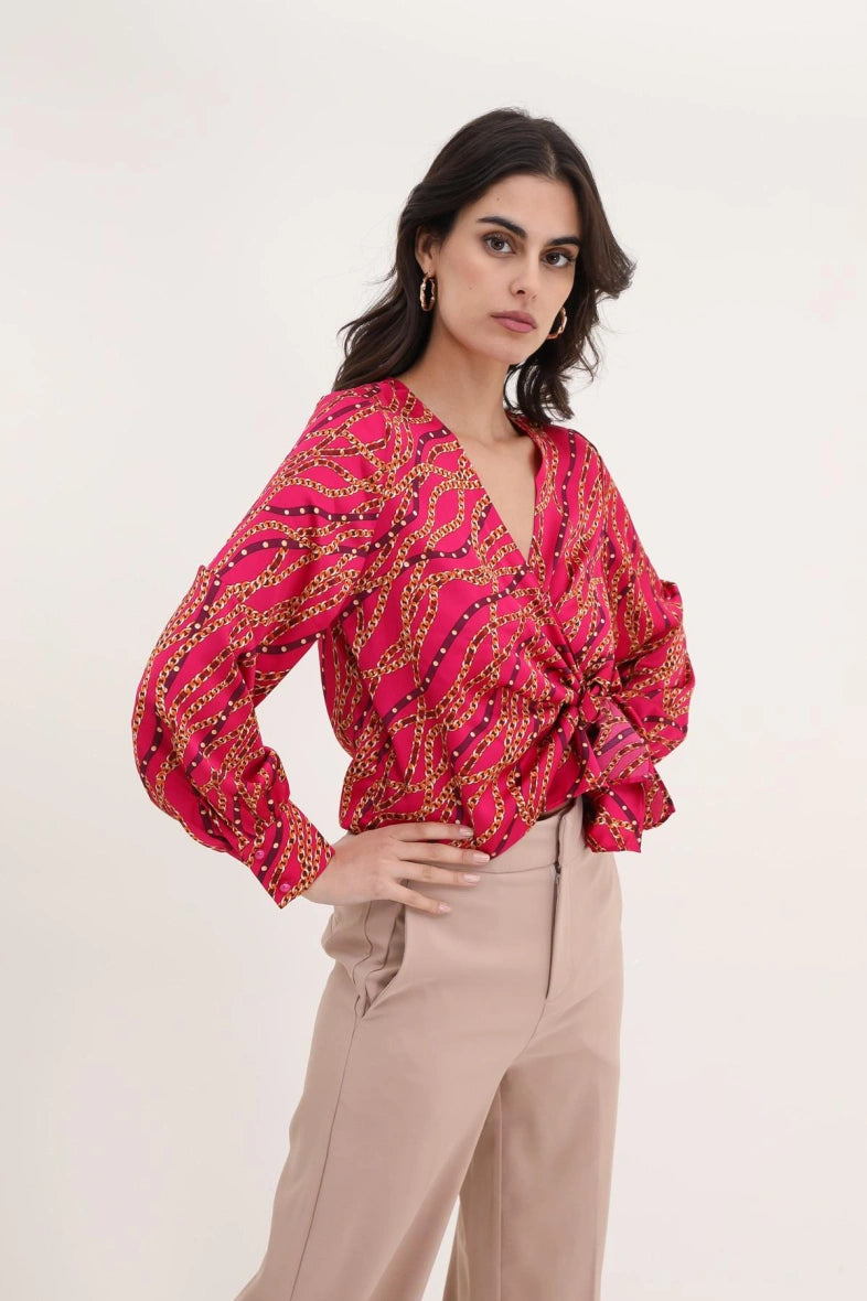 Bedruckte Wickelbluse