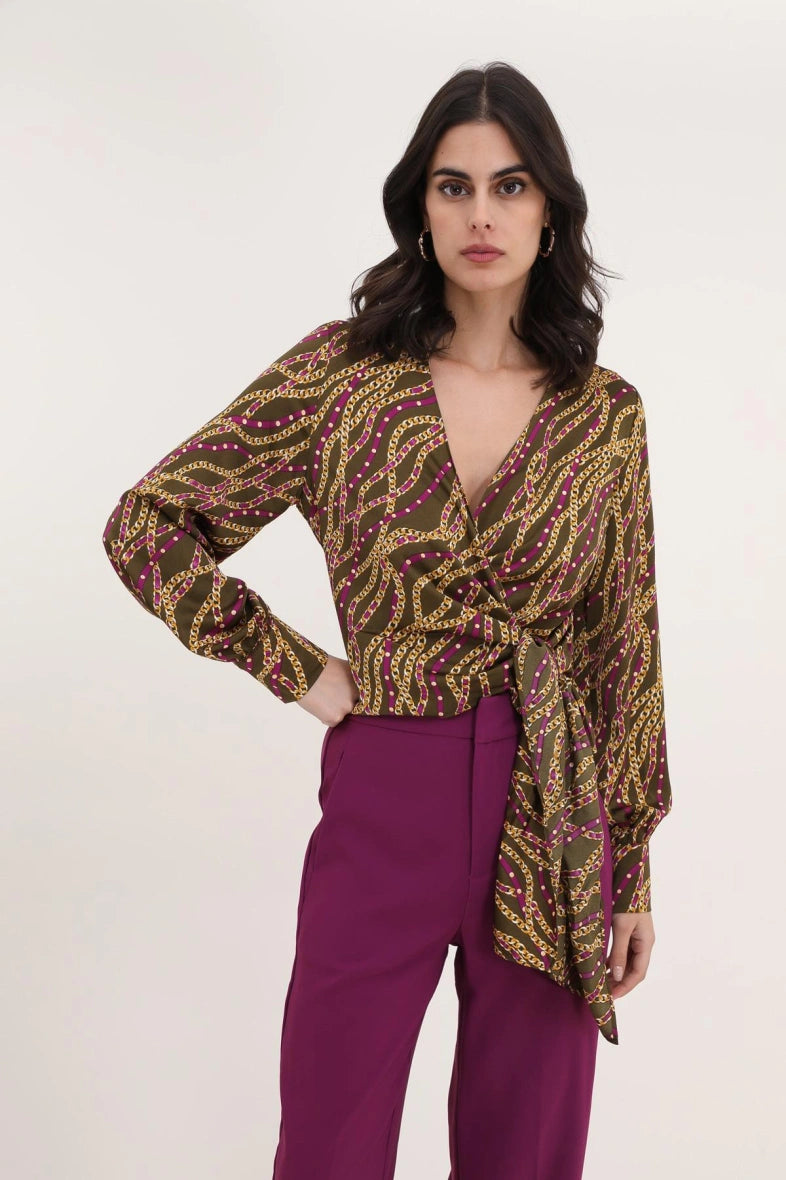 Bedruckte Wickelbluse