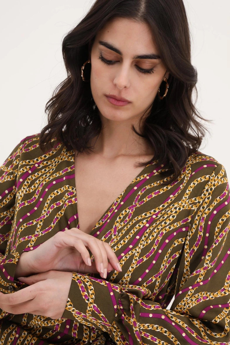 Bedruckte Wickelbluse