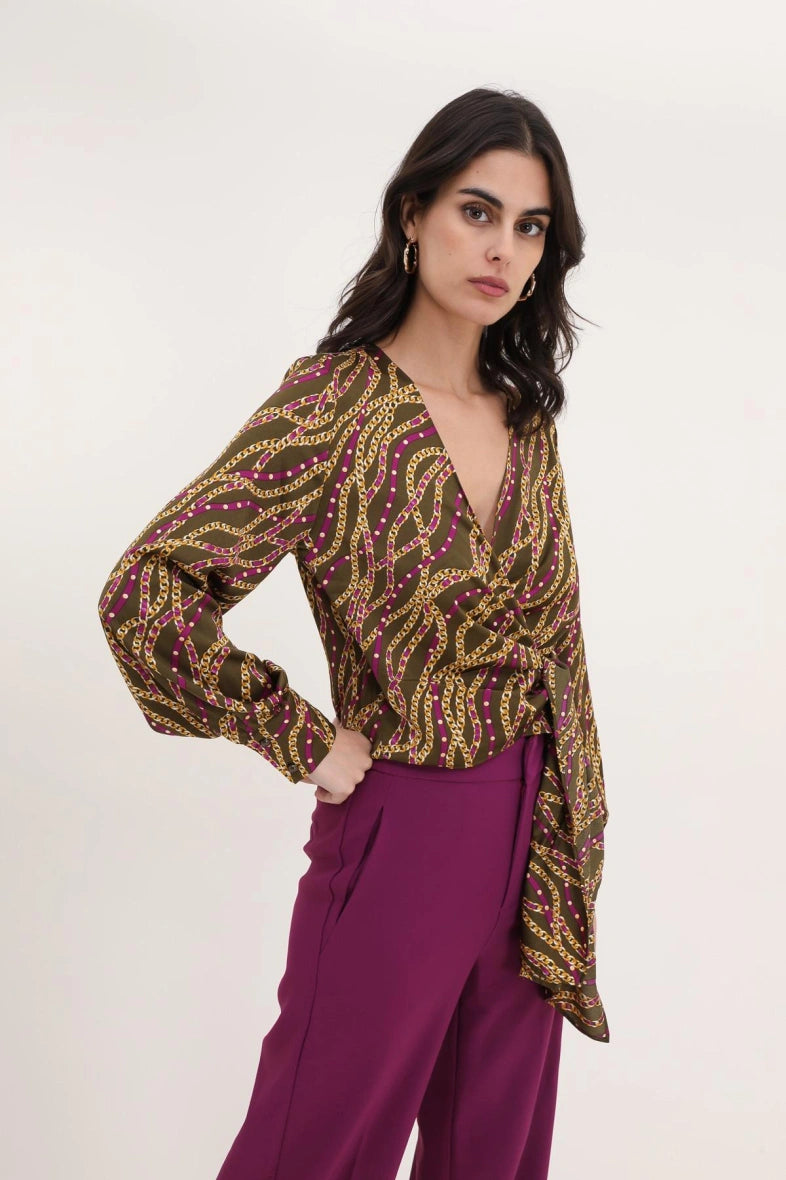 Bedruckte Wickelbluse