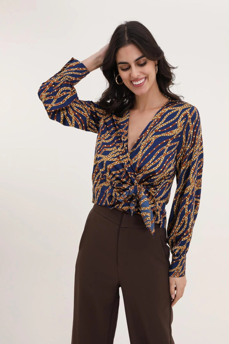 Bedruckte Wickelbluse
