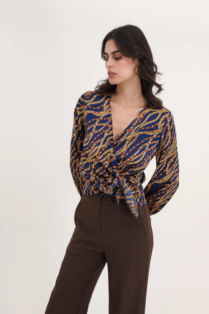 Bedruckte Wickelbluse