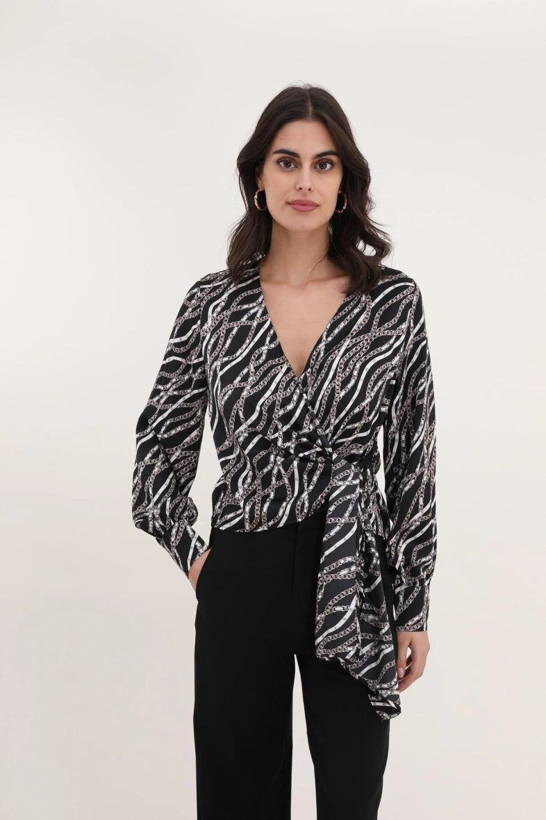 Bedruckte Wickelbluse