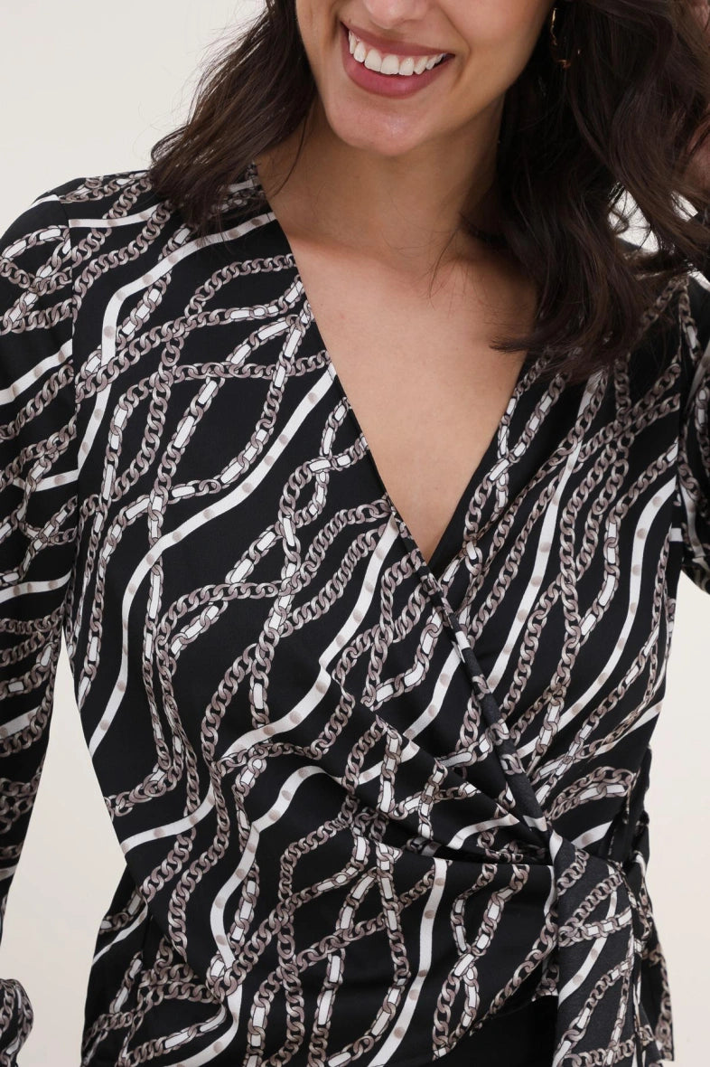 Bedruckte Wickelbluse