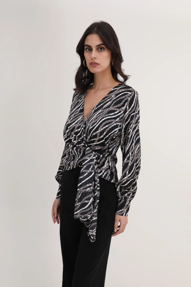 Bedruckte Wickelbluse