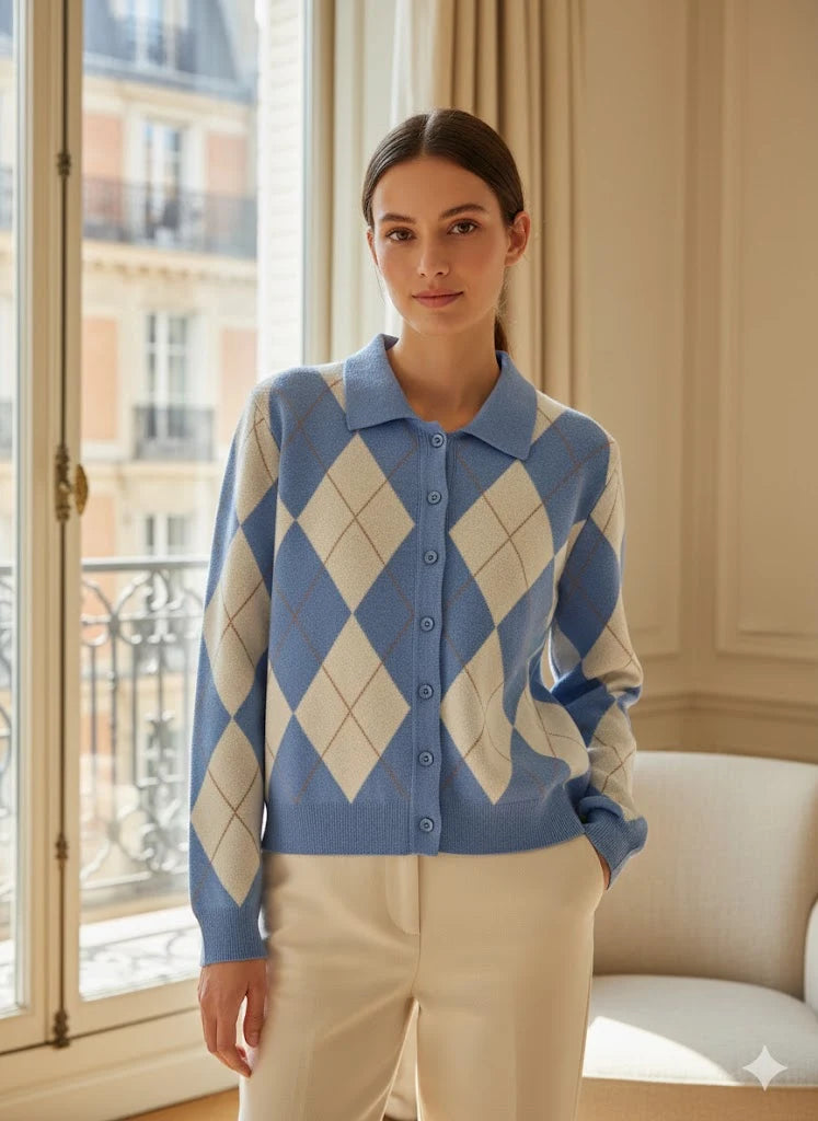 Strick-Cardigan mit Polokragen