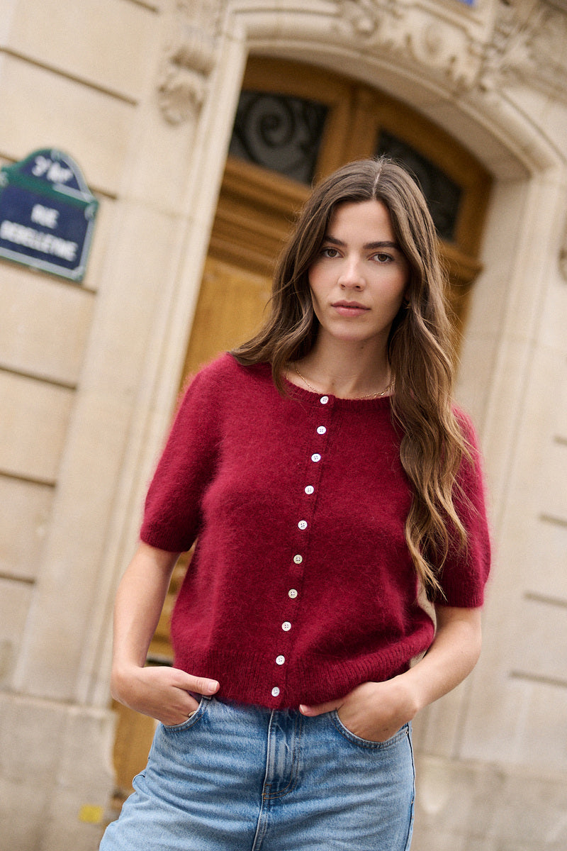 Kurzarm Angora Cardigan