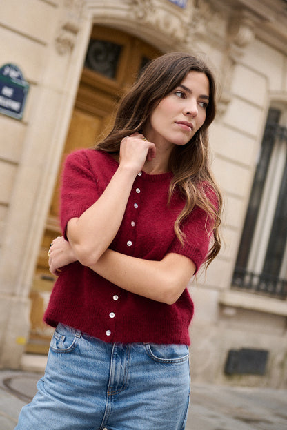 Kurzarm Angora Cardigan