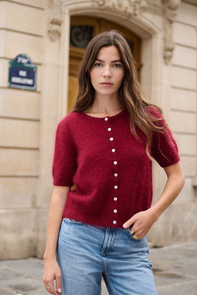 Kurzarm Angora Cardigan