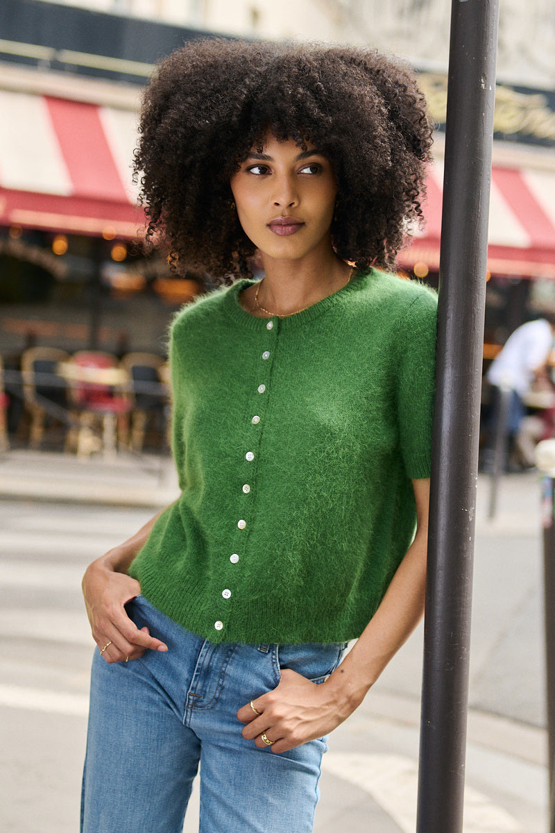 Kurzarm Angora Cardigan
