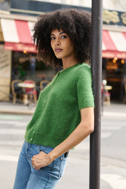 Kurzarm Angora Cardigan