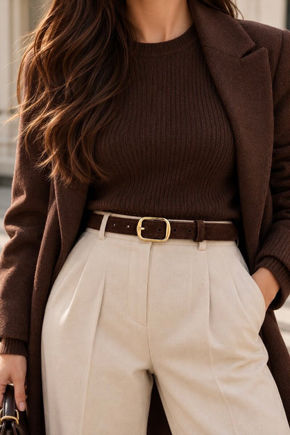 Damen Ledergürtel mit Wildleder-Finish