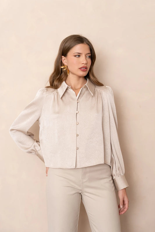 Satinbluse mit Gold-Details