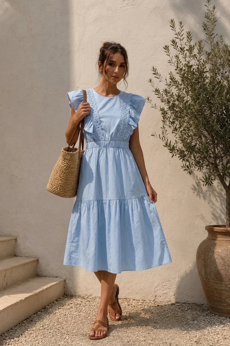 Leichtes Baumwollkleid mit zarter Stickerei