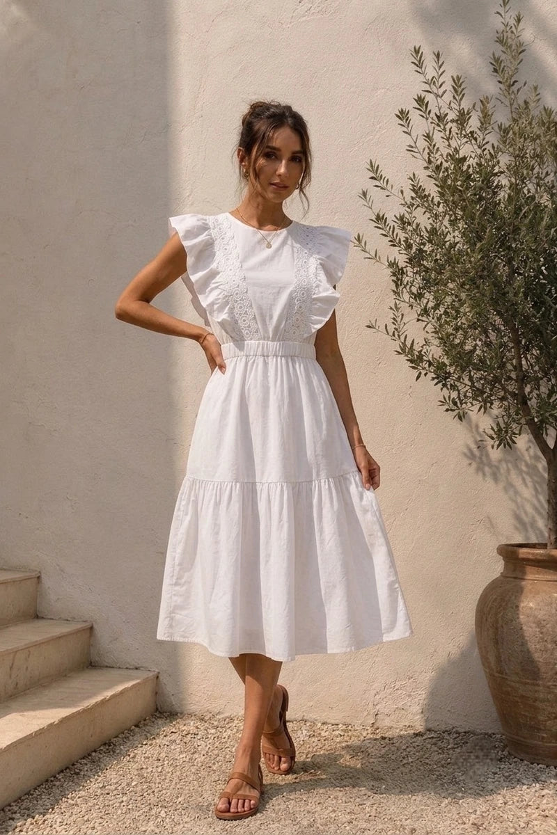 Leichtes Baumwollkleid mit zarter Stickerei