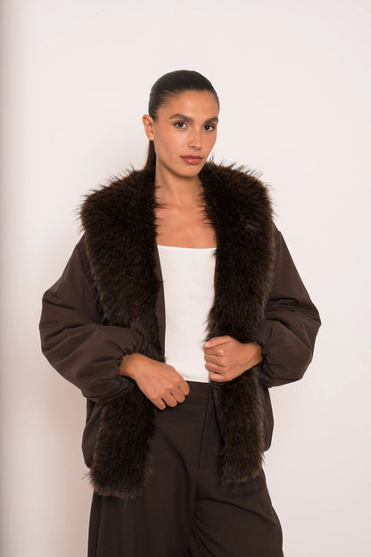 Damen Winterjacke mit Kunstfellkragen