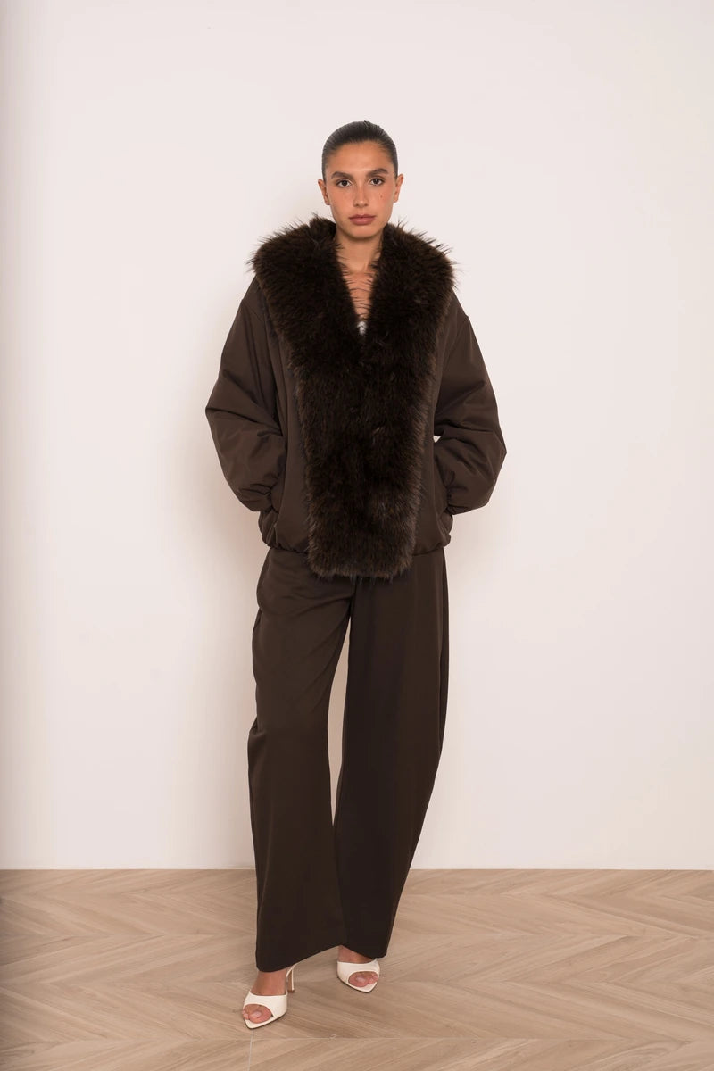 Damen Winterjacke mit Kunstfellkragen