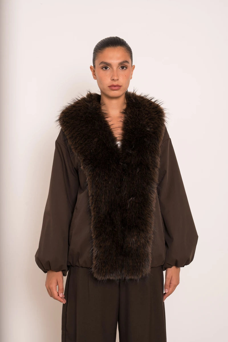 Damen Winterjacke mit Kunstfellkragen
