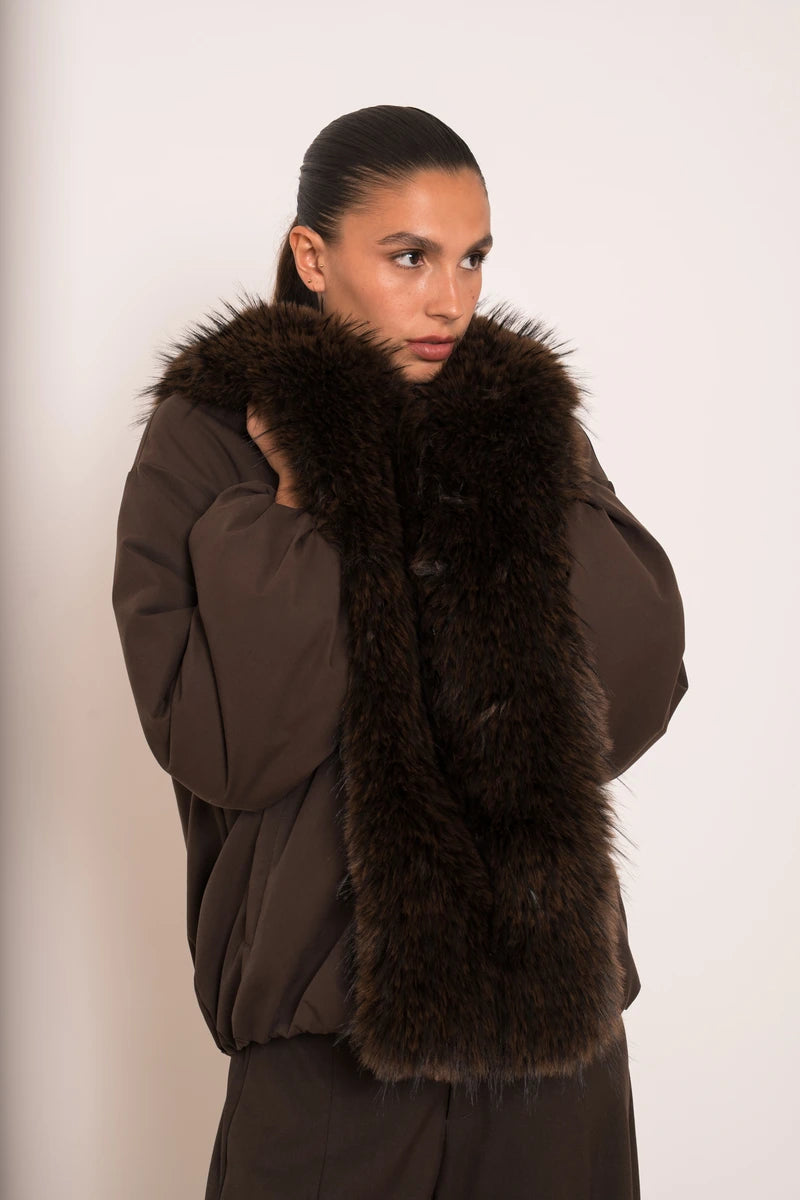 Damen Winterjacke mit Kunstfellkragen