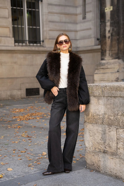 Damen Winterjacke mit Kunstfellkragen