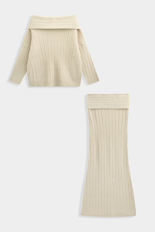 Geripptes Strickset