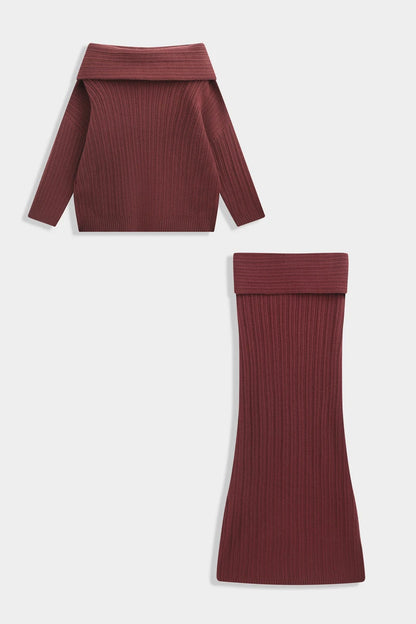 Geripptes Strickset