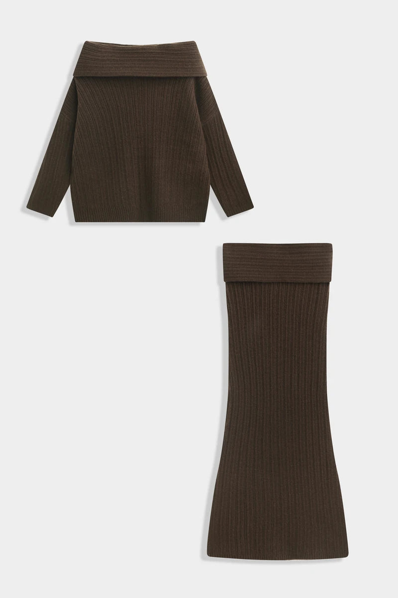 Geripptes Strickset