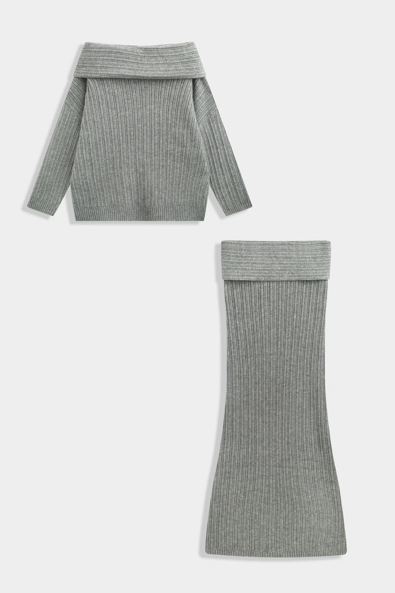 Geripptes Strickset