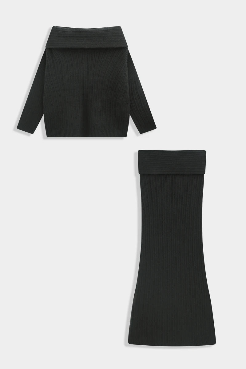 Geripptes Strickset