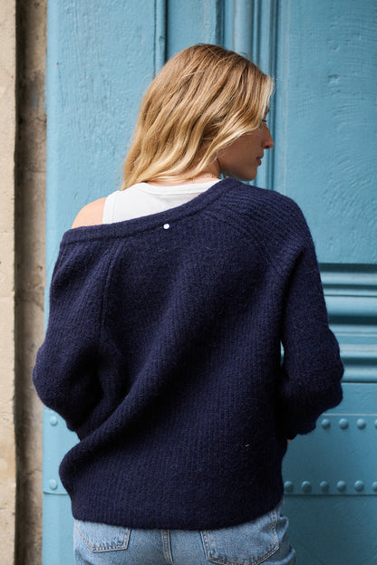 Oversize Alpaka-Woll-Strickjacke