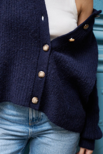 Oversize Alpaka-Woll-Strickjacke