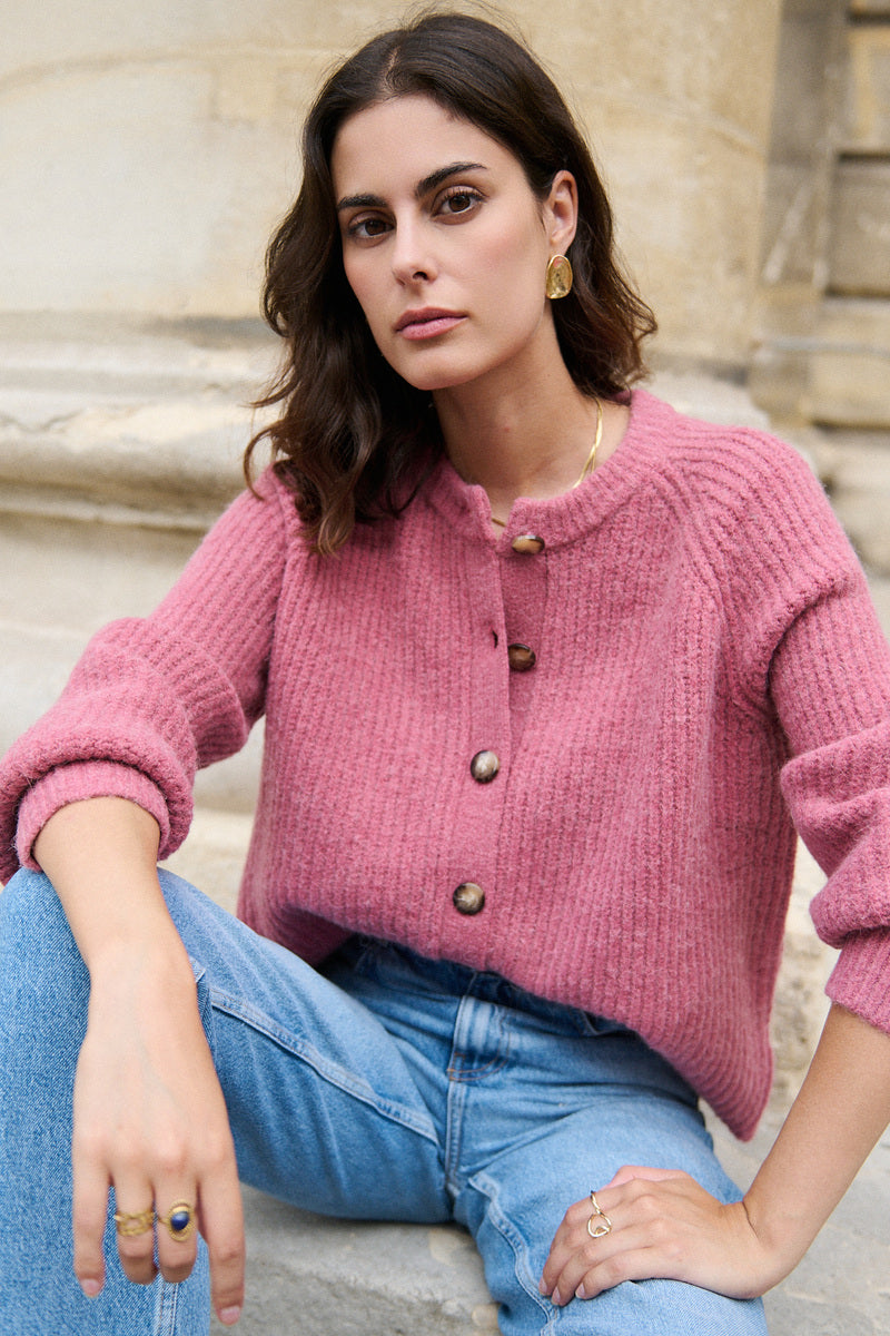 Oversize Alpaka-Woll-Strickjacke