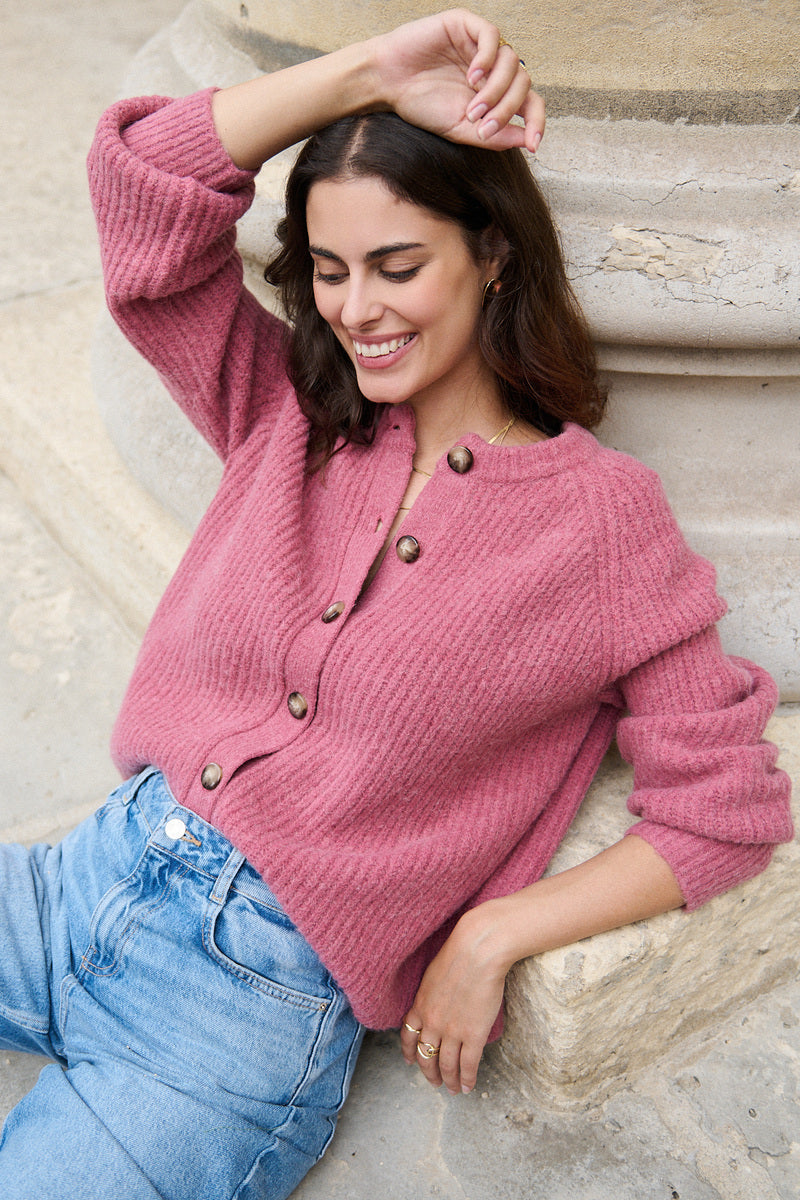 Oversize Alpaka-Woll-Strickjacke