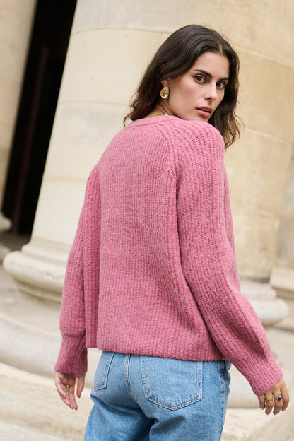 Oversize Alpaka-Woll-Strickjacke