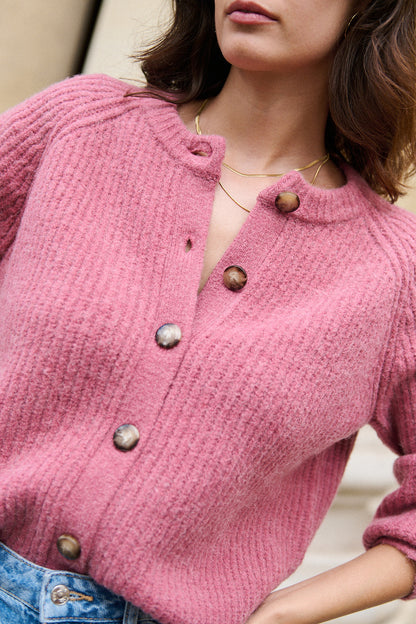 Oversize Alpaka-Woll-Strickjacke