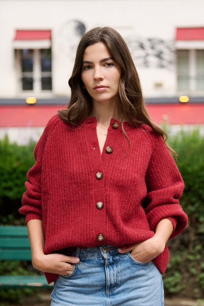 Oversize Alpaka-Woll-Strickjacke