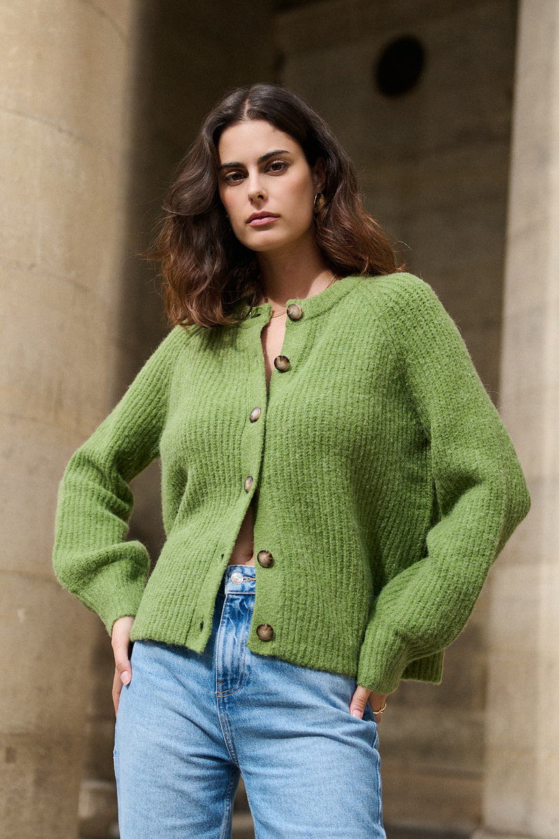 Oversize Alpaka-Woll-Strickjacke