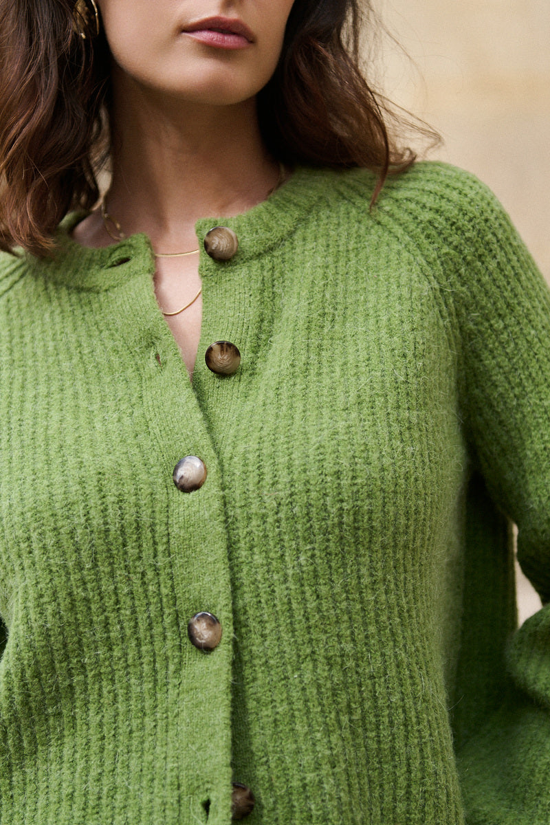 Oversize Alpaka-Woll-Strickjacke