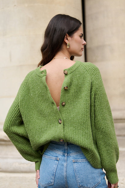 Oversize Alpaka-Woll-Strickjacke