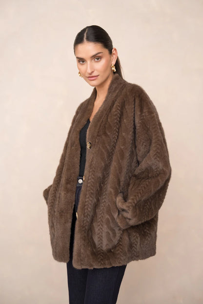 Cardigan mit Zopfmuster