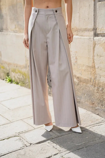 Weite High-Waist-Hose mit Nadelstreifen