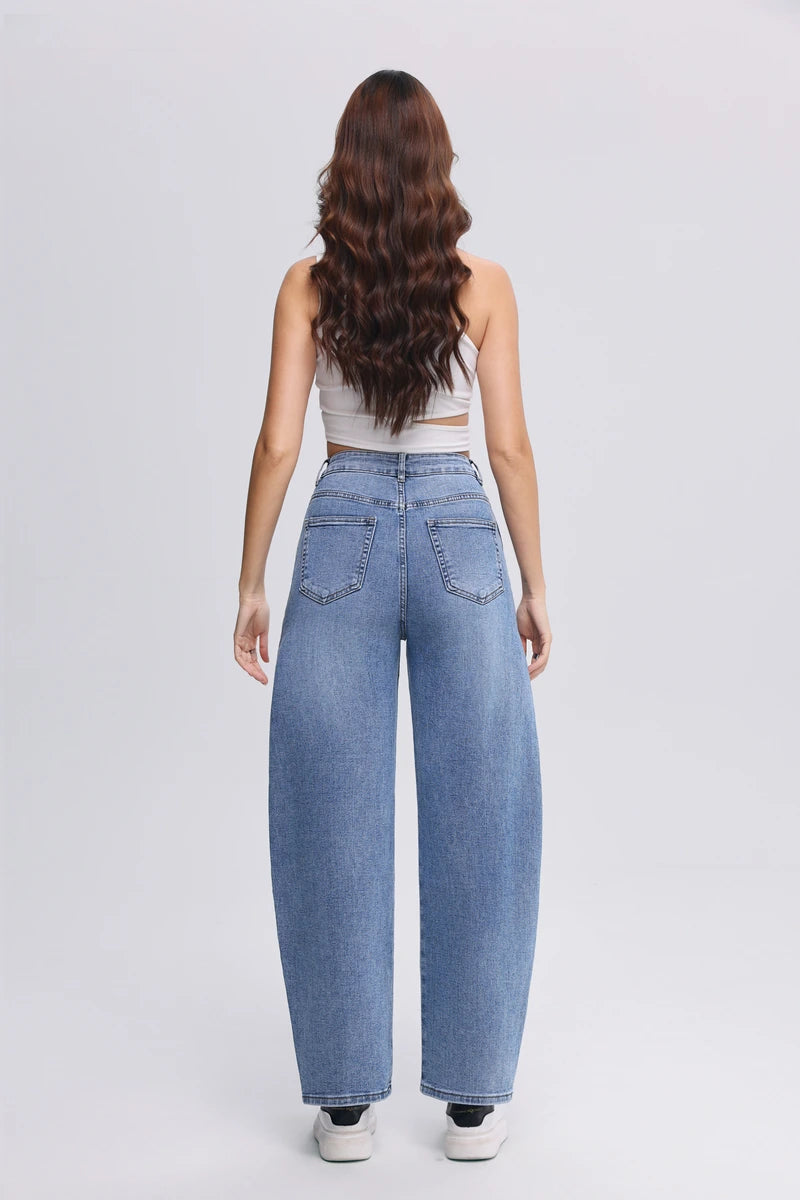 Barrel-Jeans aus softem Baumwoll-Mix
