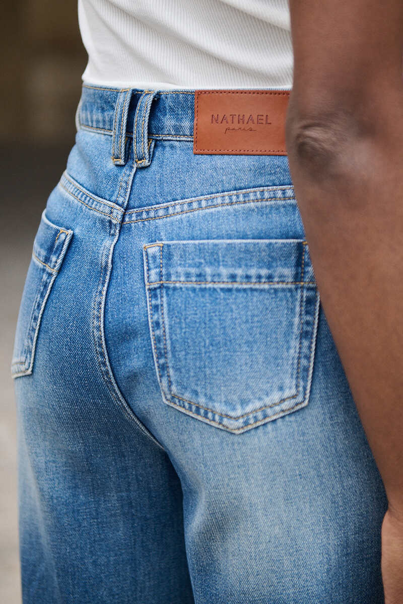 High-Waist Gerade Jeans 100% Baumwolle
