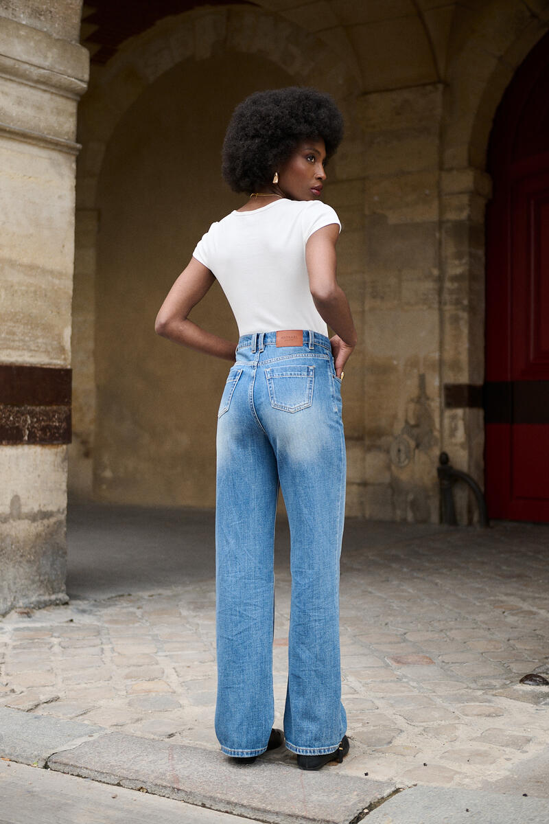 High-Waist Gerade Jeans 100% Baumwolle