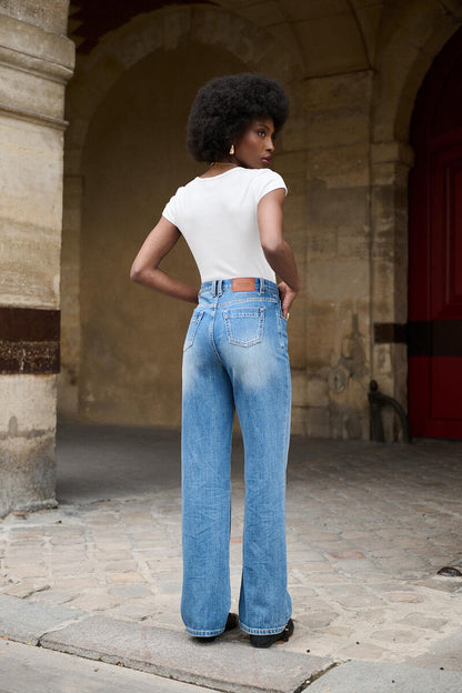 High-Waist Gerade Jeans 100% Baumwolle